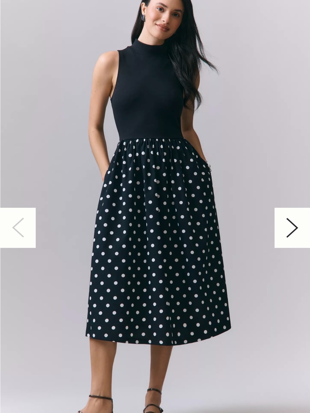 Anthropologie Sleeveless Polka Dot Midi Dress XS NWT